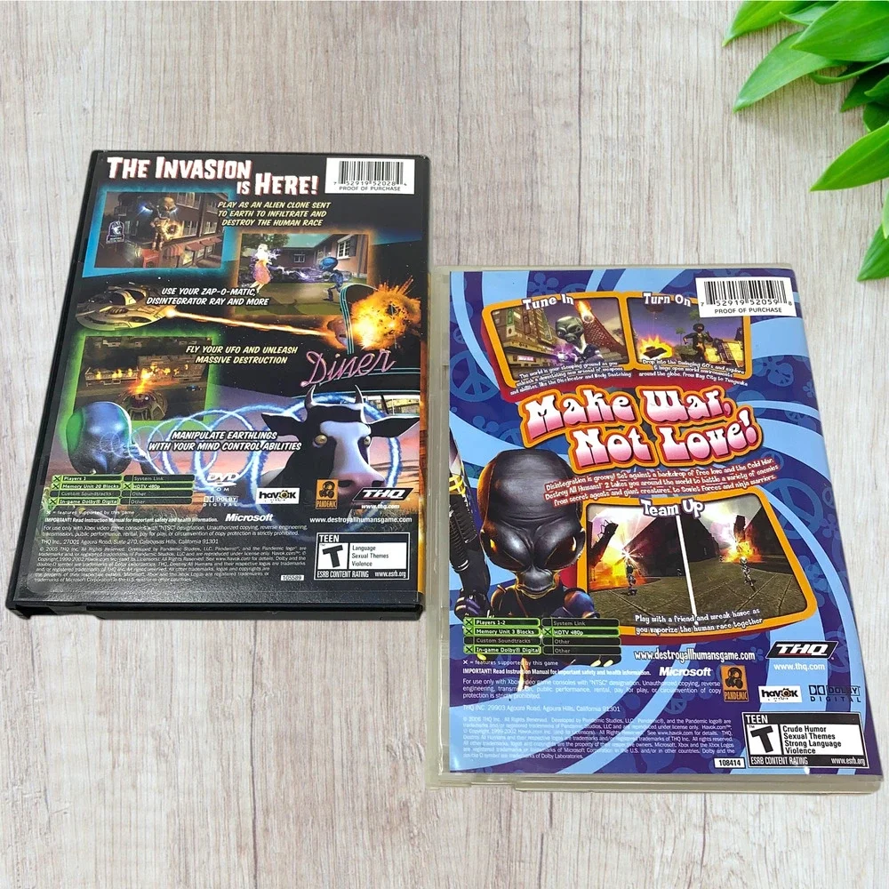 Destroy All Humans 1 & 2 Xbox Alien Invasion Game Discs Only Untested